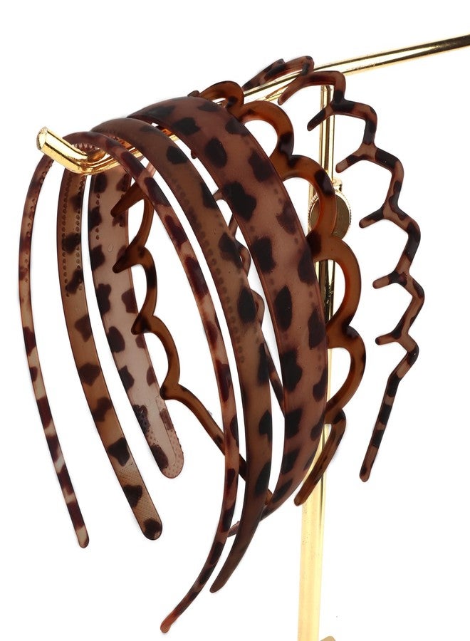 Semato 5 Pcs Leopard Zig Zag Headbands for Women-Non Slip Headband Tortoiseshell Hair Accessories with Teeth That Stay in Place for Thick/Curly Hair - Image 4